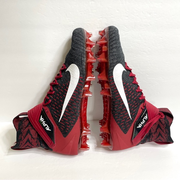 Nike Alpha Menace Elite 2 Flyknit Football Cleats Black Red BV2077-003 Size 14 - Picture 2 of 7